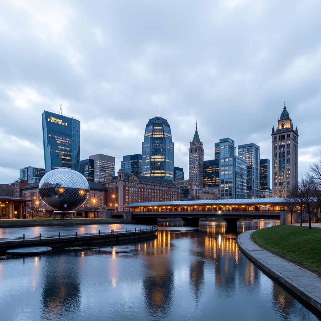 Manchester skyline highlighting its business district.