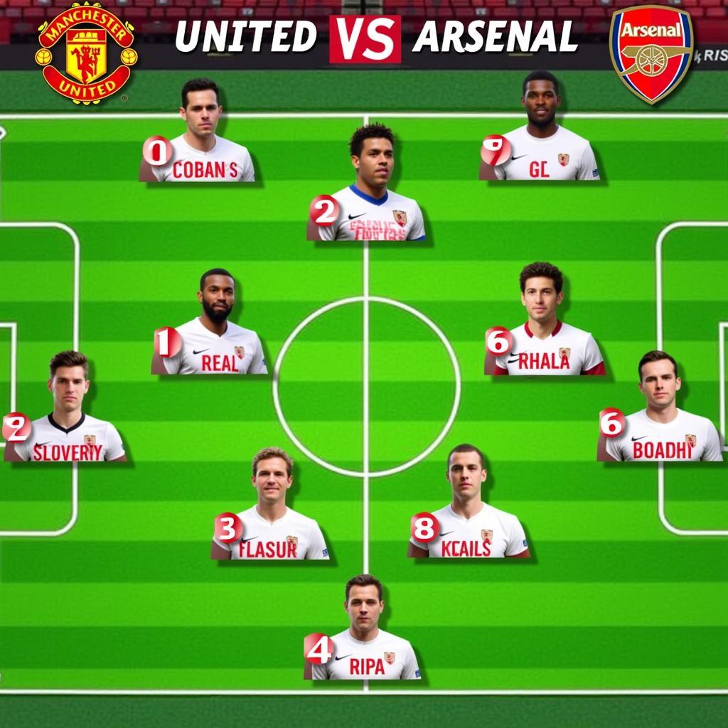 Đội hình ra sân của Manchester United và Arsenal năm 2014