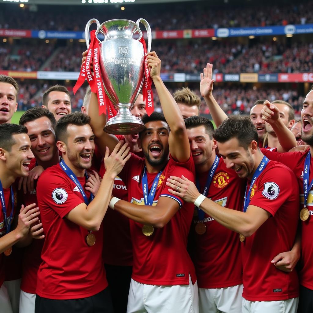 Manchester United Celebrating Europa League Win