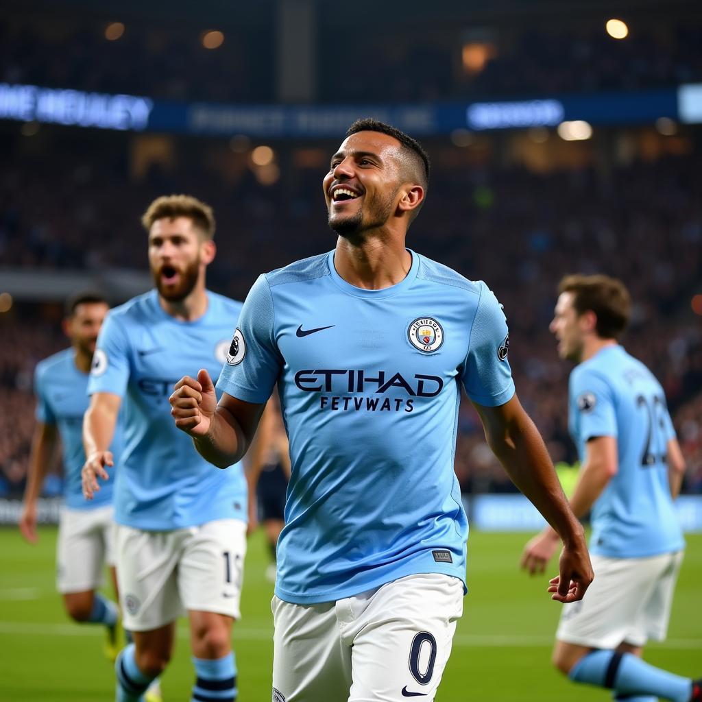 Pedro Porro Celebrating a Goal with Manchester City