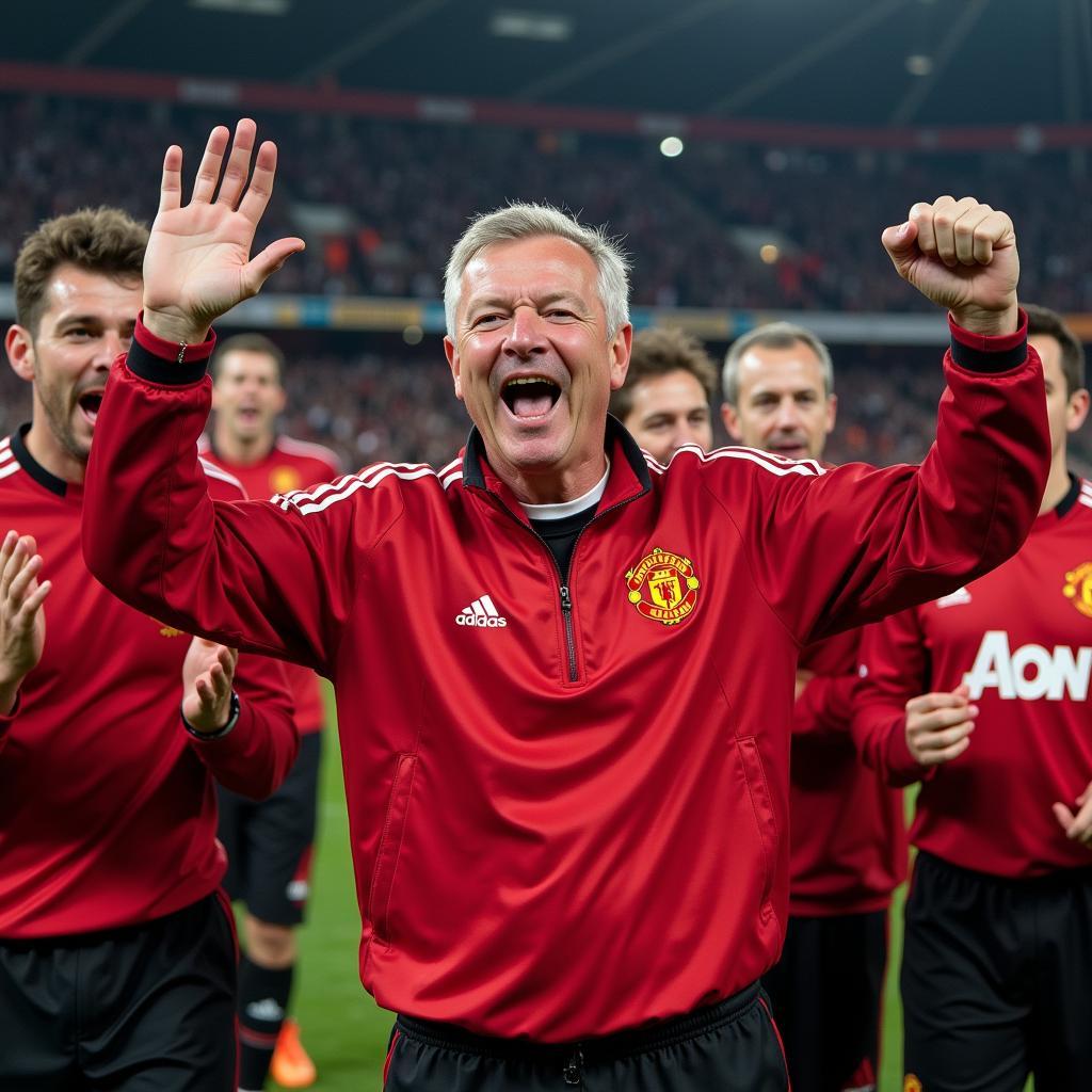 Sir Alex Ferguson ăn mừng chiến thắng cùng Manchester United