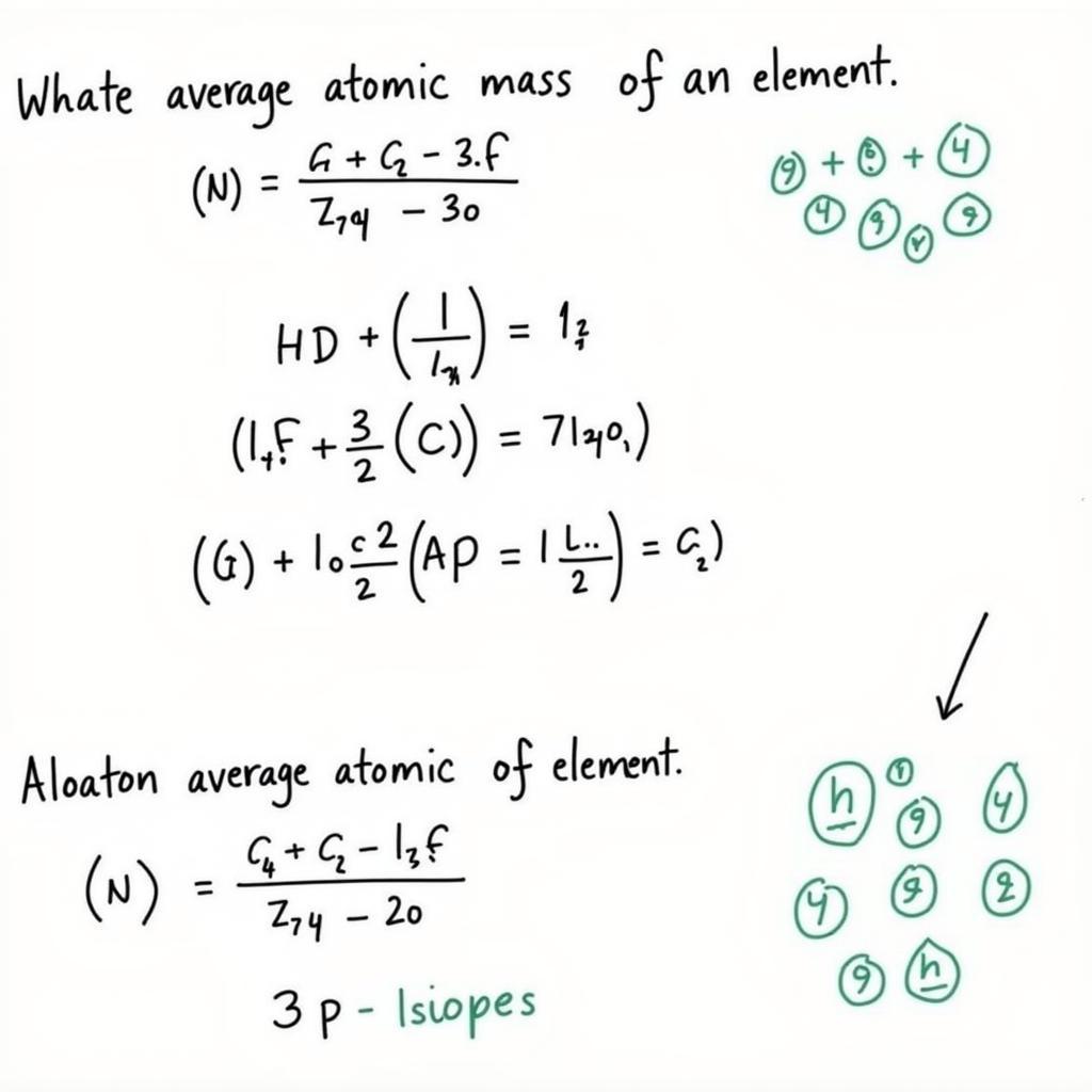 Tính nguyên tử khối trung bình: Hình ảnh minh họa cách tính nguyên tử khối trung bình của một nguyên tố dựa trên khối lượng và tỉ lệ phần trăm của các đồng vị.