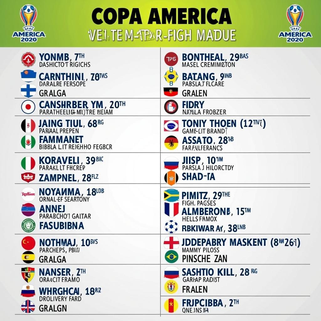 Lịch thi đấu bóng đá Nam Mỹ Copa America