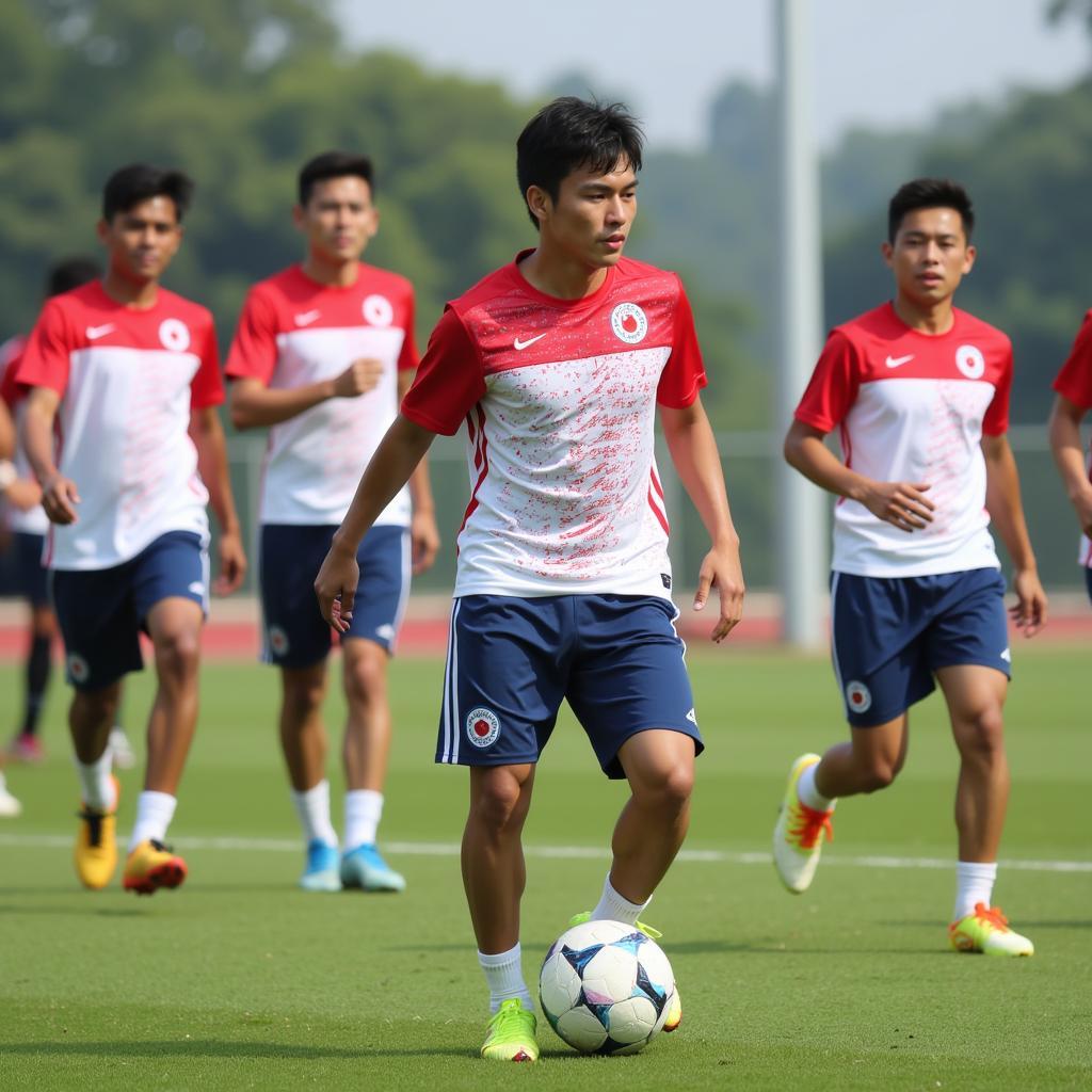 U23 Nhật Bản tập luyện trước trận đấu với U23 Nepal